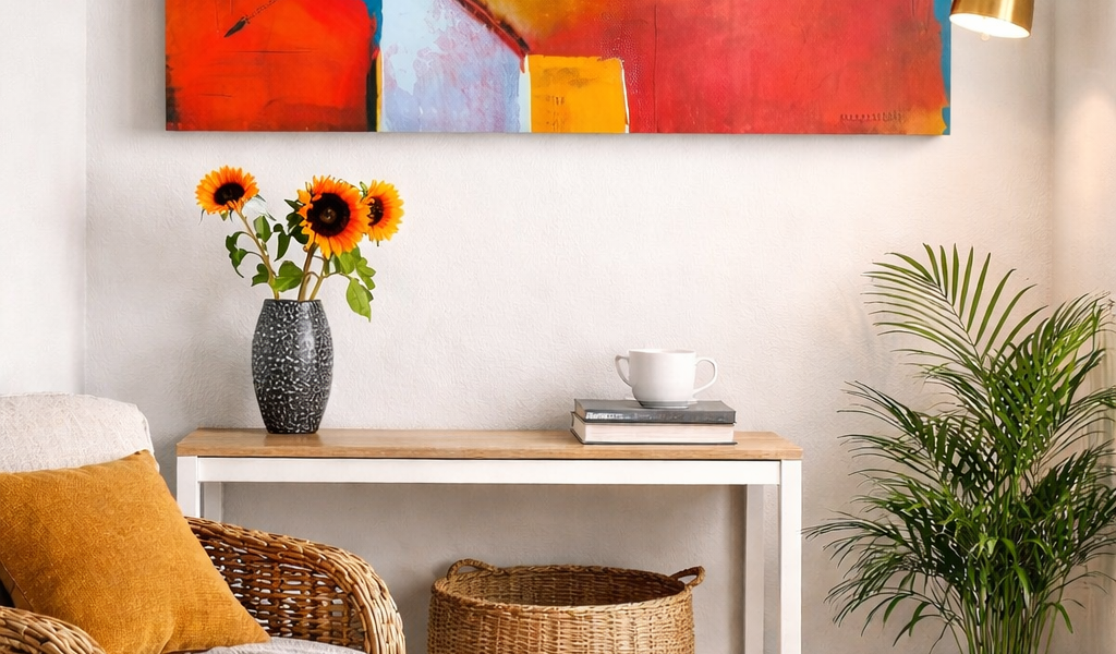 Grande toile dans un petit espace - Éclipse de feu - Brigitte Fournier