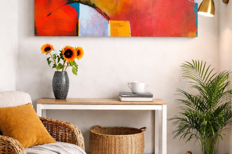 Grande toile dans un petit espace - Éclipse de feu - Brigitte Fournier